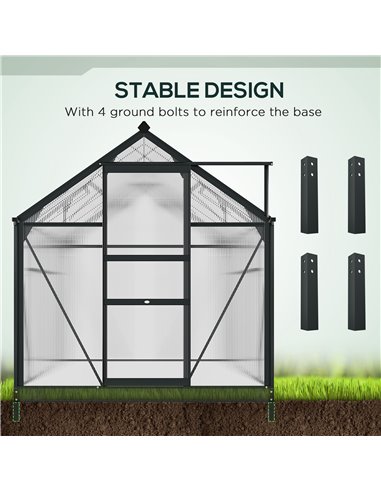 Outsunny Clear Polycarbonate Greenhouse Large Walk-In Green House Garden Plants Grow Galvanized Base Aluminium Frame with Slide 