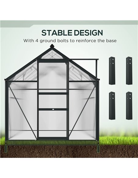 Outsunny Clear Polycarbonate Greenhouse Large Walk-In Green House Garden Plants Grow Galvanized Base Aluminium Frame with Slide  - pic 38744 | FastDaddyshop