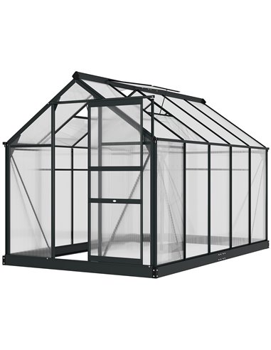 Outsunny Clear Polycarbonate Greenhouse Large Walk-In Green House Garden Plants Grow Galvanized Base Aluminium Frame with Slide 