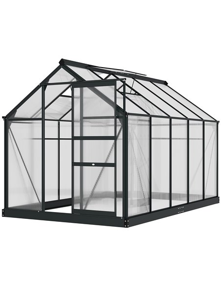 Outsunny Clear Polycarbonate Greenhouse Large Walk-In Green House Garden Plants Grow Galvanized Base Aluminium Frame with Slide  - pic 38746 | FastDaddyshop