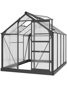 Outsunny Polycarbonate Large Walk-In Greenhouse, Grey & Clear 845-059GY