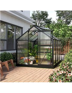 Outsunny Polycarbonate Large Walk-In Greenhouse, Grey & Clear 845-059GY 2
