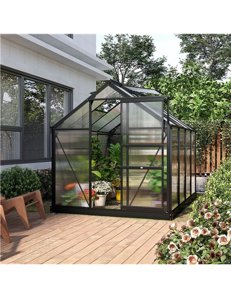Outsunny Polycarbonate Large Walk-In Greenhouse, Grey & Clear 845-059GY - pic 38749 | FastDaddyshop