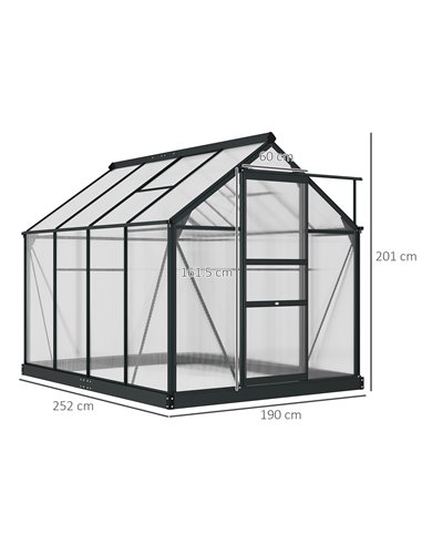 Outsunny Polycarbonate Large Walk-In Greenhouse, Grey & Clear 845-059GY