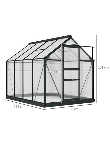 Outsunny Polycarbonate Large Walk-In Greenhouse, Grey & Clear 845-059GY - pic 38750 | FastDaddyshop