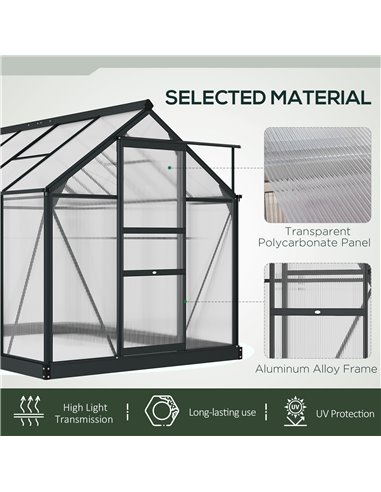 Outsunny Clear Polycarbonate Greenhouse Large Walk-In Green House Garden Plants Grow Galvanized Base Aluminium Frame with Slide 