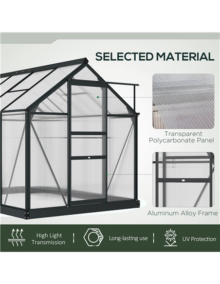 Outsunny Clear Polycarbonate Greenhouse Large Walk-In Green House Garden Plants Grow Galvanized Base Aluminium Frame with Slide  - pic 38752 | FastDaddyshop