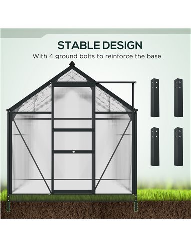 Outsunny Clear Polycarbonate Greenhouse Large Walk-In Green House Garden Plants Grow Galvanized Base Aluminium Frame with Slide 