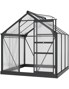 Outsunny 6 x 6 ft Large Walk-In Polycarbonate Greenhouse, Grey & Clear 845-058GY