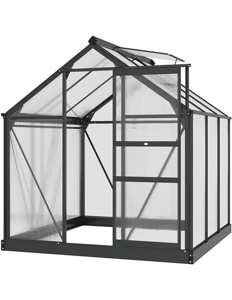 Outsunny 6 x 6 ft Large Walk-In Polycarbonate Greenhouse, Grey & Clear 845-058GY - pic 38757 | FastDaddyshop