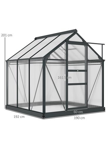 Outsunny 6 x 6 ft Large Walk-In Polycarbonate Greenhouse, Grey & Clear 845-058GY