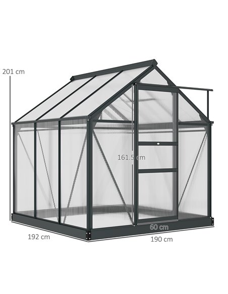 Outsunny 6 x 6 ft Large Walk-In Polycarbonate Greenhouse, Grey & Clear 845-058GY - pic 38759 | FastDaddyshop
