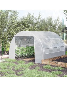 Outsunny 3 x 3 x 2 m Walk in Polytunnel Greenhouse, White 845-612V02WT 2
