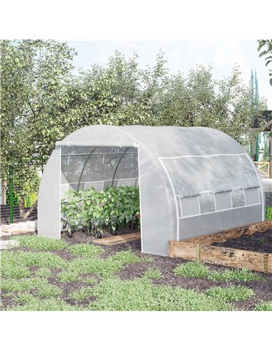 Outsunny 3 x 3 x 2 m Walk in Polytunnel Greenhouse, White 845-612V02WT