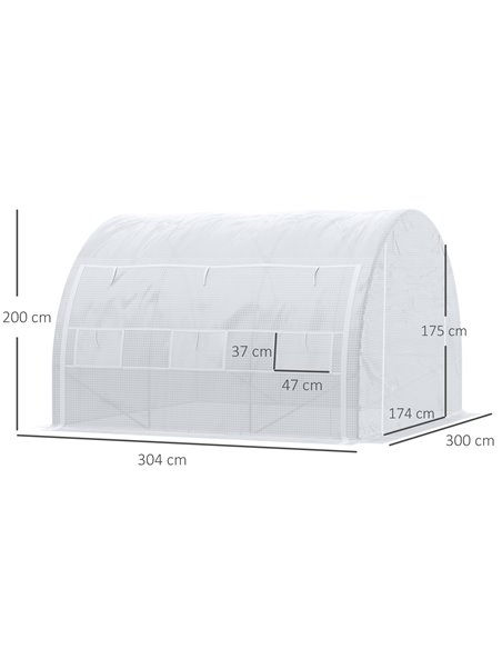 Outsunny 3 x 3 x 2 m Walk in Polytunnel Greenhouse, White 845-612V02WT - pic 38768 | FastDaddyshop