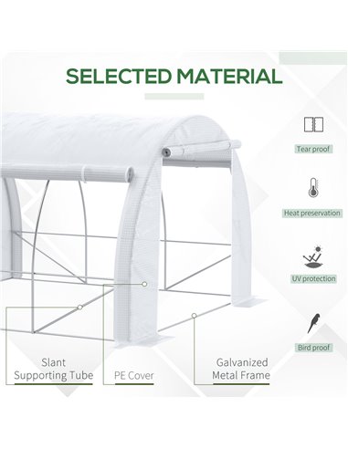 Outsunny 3 x 3 x 2 m Walk in Polytunnel Greenhouse, White 845-612V02WT