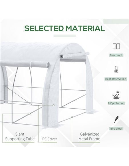 Outsunny 3 x 3 x 2 m Walk in Polytunnel Greenhouse, White 845-612V02WT - pic 38769 | FastDaddyshop