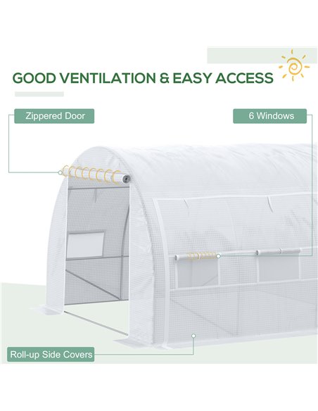 Outsunny 3 x 3 x 2 m Walk in Polytunnel Greenhouse, White 845-612V02WT - pic 38770 | FastDaddyshop