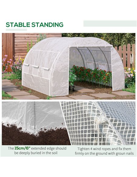 Outsunny 3 x 3 x 2 m Polytunnel Greenhouse, Walk in Pollytunnel Tent with Steel Frame, Reinforced Cover Zippered Door 6 Windows  - pic 38771 | FastDaddyshop