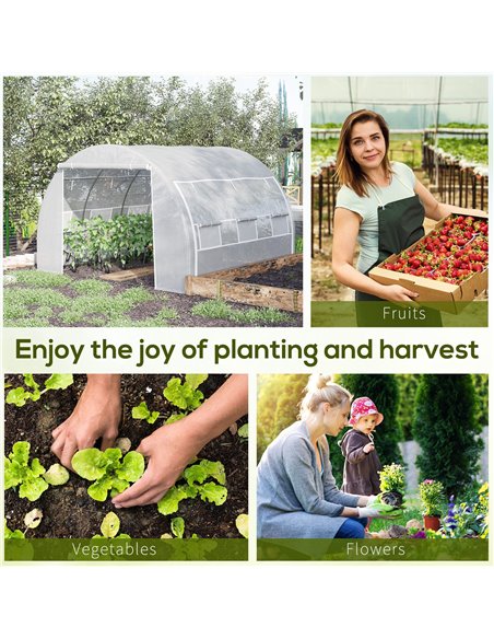 Outsunny 3 x 3 x 2 m Polytunnel Greenhouse, Walk in Pollytunnel Tent with Steel Frame, Reinforced Cover Zippered Door 6 Windows  - pic 38772 | FastDaddyshop