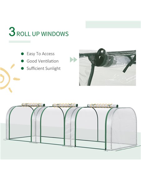 Outsunny PVC Tunnel Greenhouse Green Grow House Steel Frame for Garden Backyard with Zipper Doors 295x100x80 cm, Clear 845-234V0 - pic 38780 | FastDaddyshop