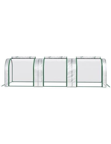Outsunny PVC Tunnel Greenhouse Green Grow House Steel Frame for Garden Backyard with Zipper Doors 295x100x80 cm, Clear 845-234V0