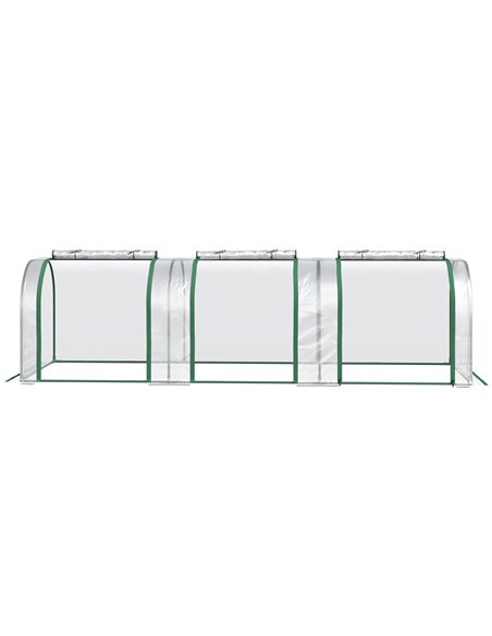 Outsunny PVC Tunnel Greenhouse Green Grow House Steel Frame for Garden Backyard with Zipper Doors 295x100x80 cm, Clear 845-234V0 - pic 38782 | FastDaddyshop