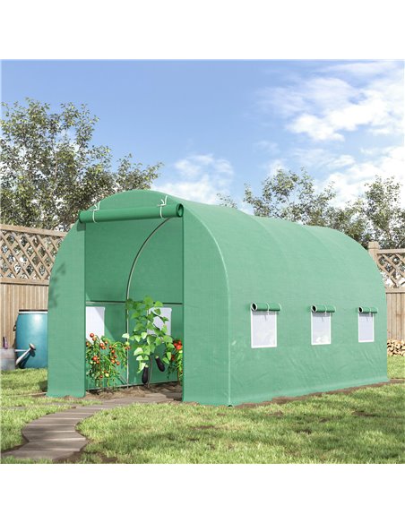 Outsunny 4.5m x 2m x 2m Walk-in Tunnel Greenhouse, Green 845-016 - pic 38785 | FastDaddyshop