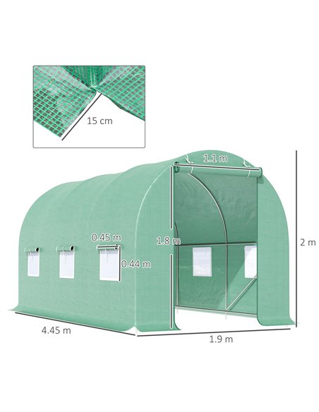 Outsunny 4.5m x 2m x 2m Walk-in Tunnel Greenhouse Garden Plant Growing House with Door and Ventilation Window, Green 845-016 - pic 38786 | FastDaddyshop