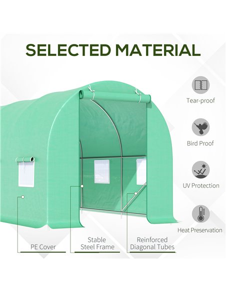 Outsunny 4.5m x 2m x 2m Walk-in Tunnel Greenhouse Garden Plant Growing House with Door and Ventilation Window, Green 845-016 - pic 38787 | FastDaddyshop