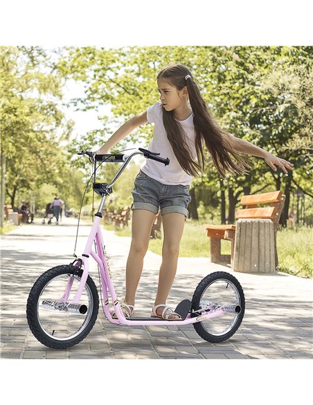 HOMCOM Non-Electric Pneumatic 16" Tyres Scooter-Pink - pic 3879 | FastDaddyshop