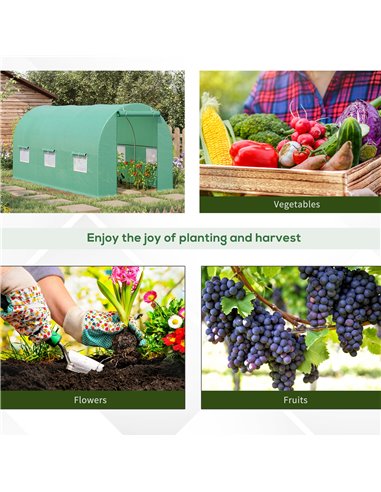 Outsunny 4.5m x 2m x 2m Walk-in Tunnel Greenhouse Garden Plant Growing House with Door and Ventilation Window, Green 845-016