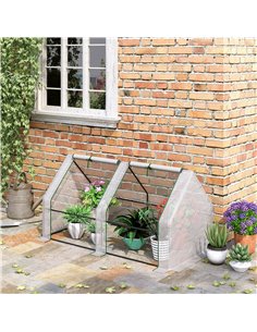 Outsunny Mini Small Greenhouse with Steel Frame, White 845-204V03WT 2