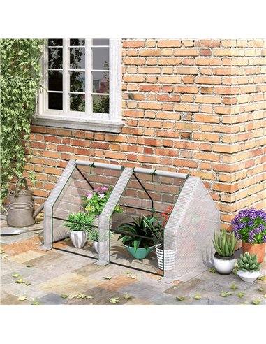 Outsunny Mini Small Greenhouse with Steel Frame, White 845-204V03WT