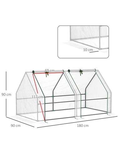 Outsunny Mini Small Greenhouse with Steel Frame, White 845-204V03WT