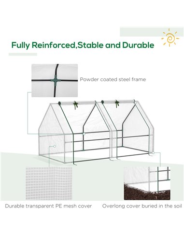 Outsunny Mini Small Greenhouse with Steel Frame, White 845-204V03WT