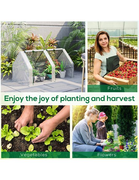 Outsunny Mini Small Greenhouse with Steel Frame & PE Cover & Zippered Window Poly tunnel Steeple for Plants Vegetables, 180 x 90 - pic 38798 | FastDaddyshop