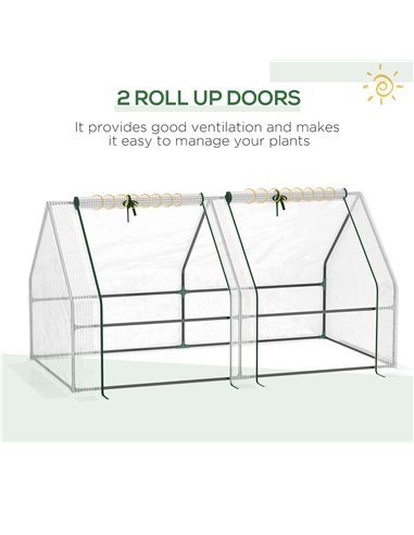 Outsunny Mini Small Greenhouse with Steel Frame & PE Cover & Zippered Window Poly tunnel Steeple for Plants Vegetables, 180 x 90