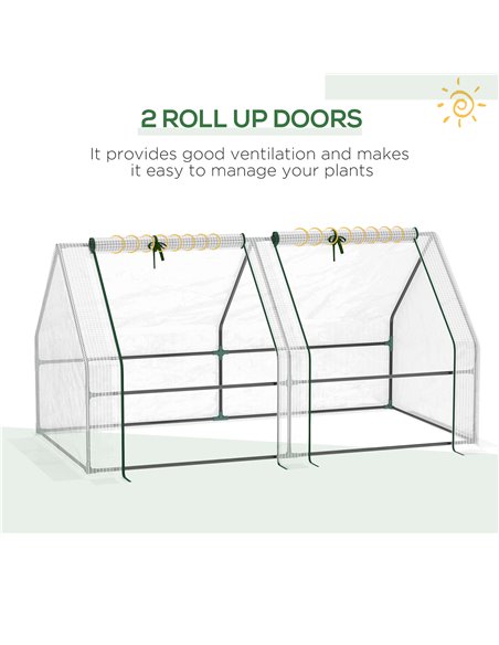 Outsunny Mini Small Greenhouse with Steel Frame & PE Cover & Zippered Window Poly tunnel Steeple for Plants Vegetables, 180 x 90 - pic 38799 | FastDaddyshop