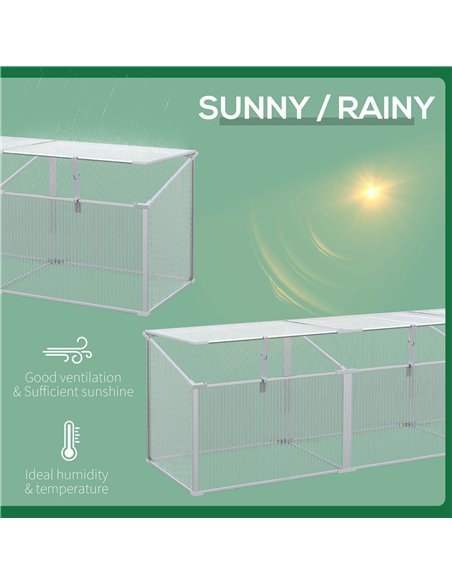 Outsunny Outdoor Greenhouse Polycarbonate Grow House Flower Vegetable Plants Raised Bed Garden Aluminium Cold Frame 180 x 51 x 5 - pic 38807 | FastDaddyshop