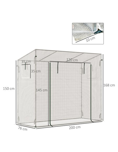Outsunny 200x76x168cm Walk-in Garden Greenhouse, White 845-144V01WT - pic 38813 | FastDaddyshop