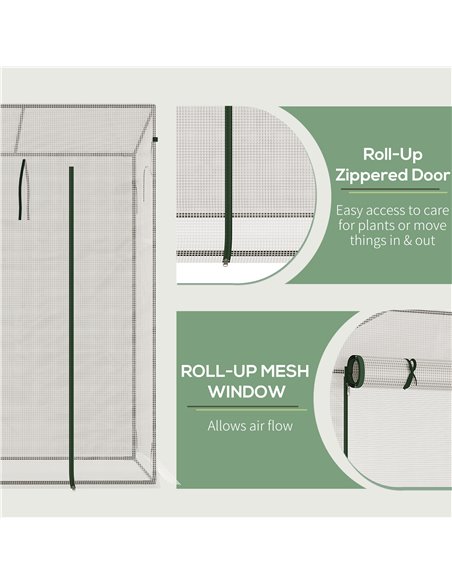 Outsunny 200x76x168cm Walk-in Garden Greenhouse, White 845-144V01WT - pic 38815 | FastDaddyshop