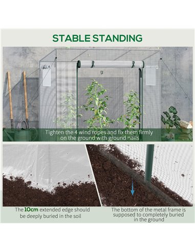 Outsunny 200x76x168cm Walk-in Garden Greenhouse Patio Lean to Hot House, Plants Flowers Herbs Tomato Grow w/ Steel Frame Door Wi