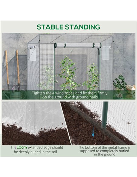 Outsunny 200x76x168cm Walk-in Garden Greenhouse Patio Lean to Hot House, Plants Flowers Herbs Tomato Grow w/ Steel Frame Door Wi - pic 38816 | FastDaddyshop