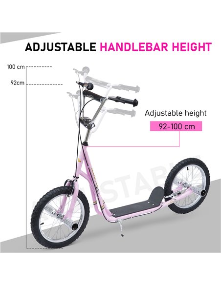 HOMCOM Non-Electric Pneumatic 16" Tyres Scooter-Pink - pic 3882 | FastDaddyshop