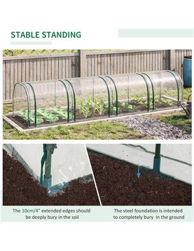 Outsunny PVC Tunnel Greenhouse Green Grow House Steel Frame for Garden Backyard with Zipper Doors 395x100x80 cm Clear 845-234V03