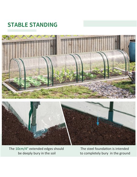 Outsunny PVC Tunnel Greenhouse Green Grow House Steel Frame for Garden Backyard with Zipper Doors 395x100x80 cm Clear 845-234V03 - pic 38826 | FastDaddyshop