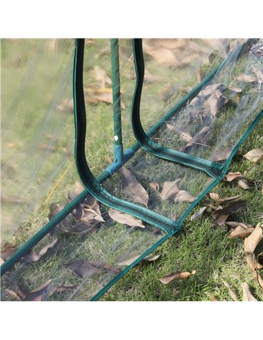 Outsunny PVC Tunnel Greenhouse Green Grow House Steel Frame for Garden Backyard with Zipper Doors 395x100x80 cm Clear 845-234V03