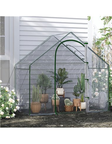 Outsunny Walk In PVC Greenhouse Garden Outdoor Planter, White 845-154V00CR