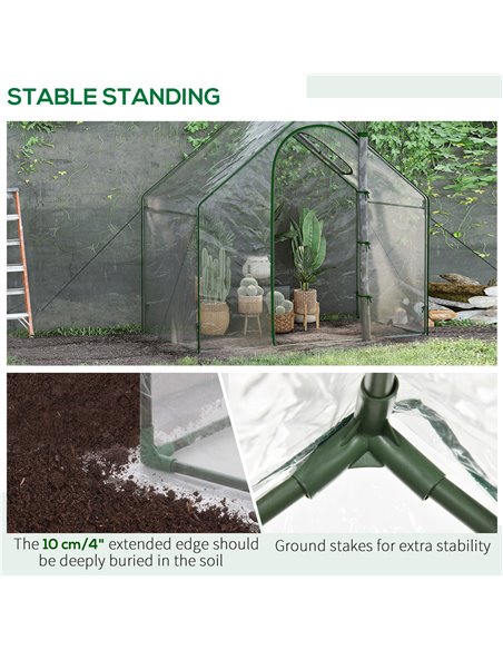 Outsunny Walk In PVC Greenhouse Garden Outdoor Flower Planter Steel Frame w/ Zipped Door & Window 180 x 100 x 168CM White 845-15 - pic 38834 | FastDaddyshop